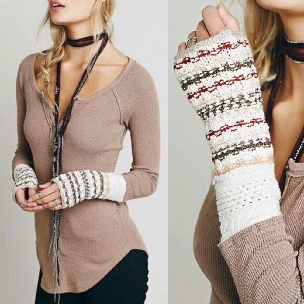NEW FREE PEOPLE Mushroom Ski Lodge Thermal Knit M